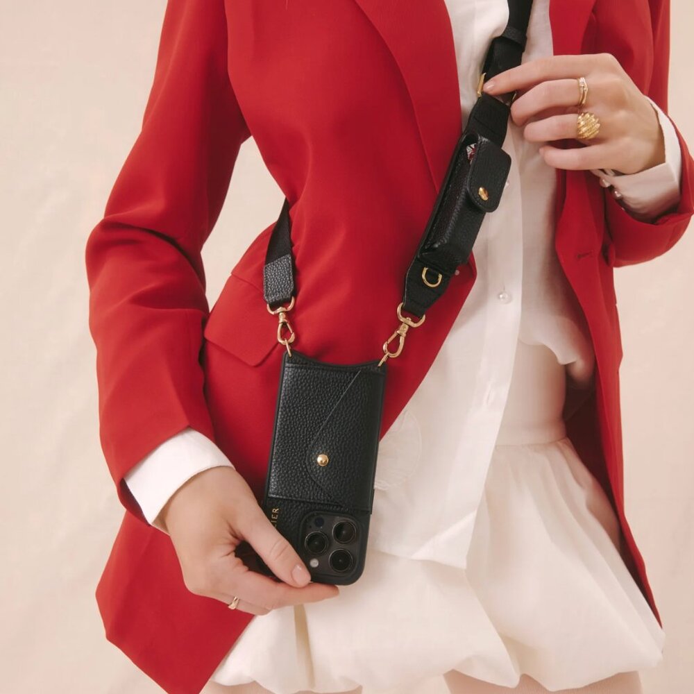 Bandolier Lana Lipstick Crossbody Strap (Black and Gold, Strap ONLY)